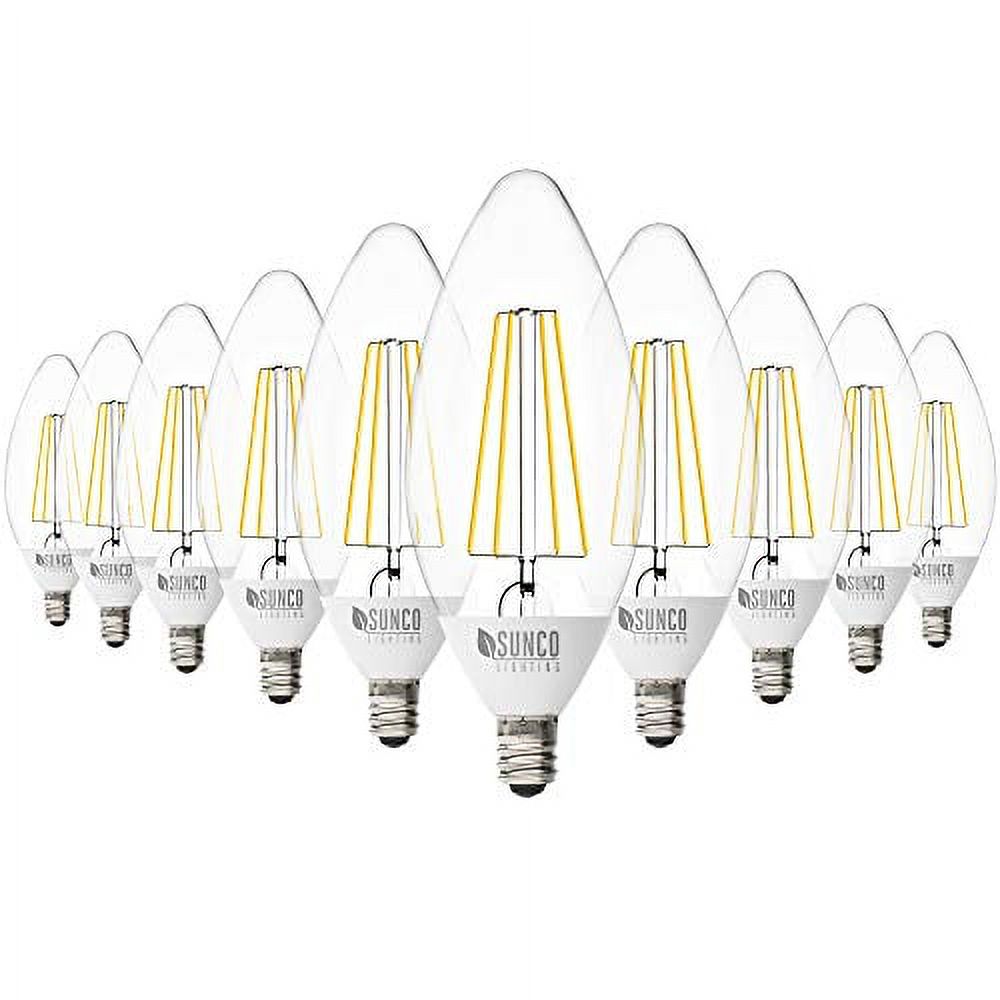 Sunco Lighting 10 Pack B11 LED Candelabra Bulb, Dusk to Dawn, 5W=40W