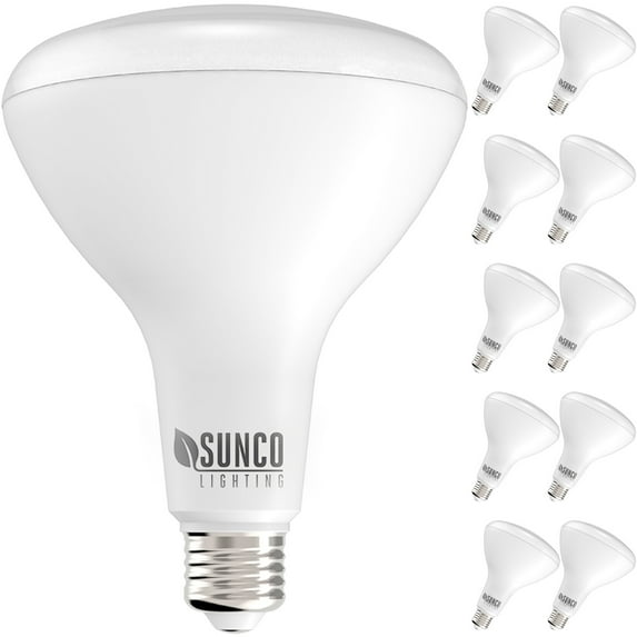 Sunco Lighting 10 Pack BR40 LED Bulb, 17W=100W, Dimmable, 5000K Daylight, 1400 LM, E26 Base, Indoor Flood Light for Cans - UL & Energy Star