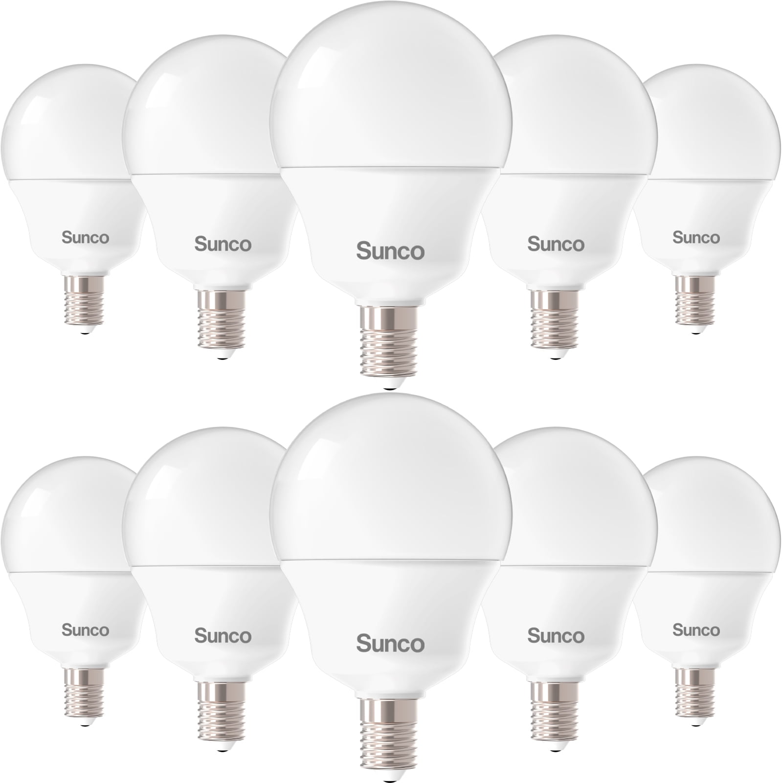 Sunco 10 Pack E12 LED Bulbs Candelabra CRI92 2700K Soft White, 5W Equivalent 40W, 450 Lumens, Small Edison Screw Base E12, Non-Dimmable, Frosted Decorative G14 Globe Vanity Light Bulbs UL
