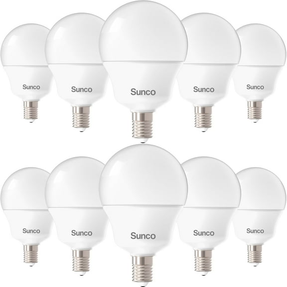 Sunco 10 Pack E12 LED Bulbs Candelabra CRI92 3000K Warm White, 5W Equivalent 40W, 450 Lumens, Small Edison Screw Base E12, Non-Dimmable, Frosted Decorative G14 Globe Vanity Light Bulbs UL