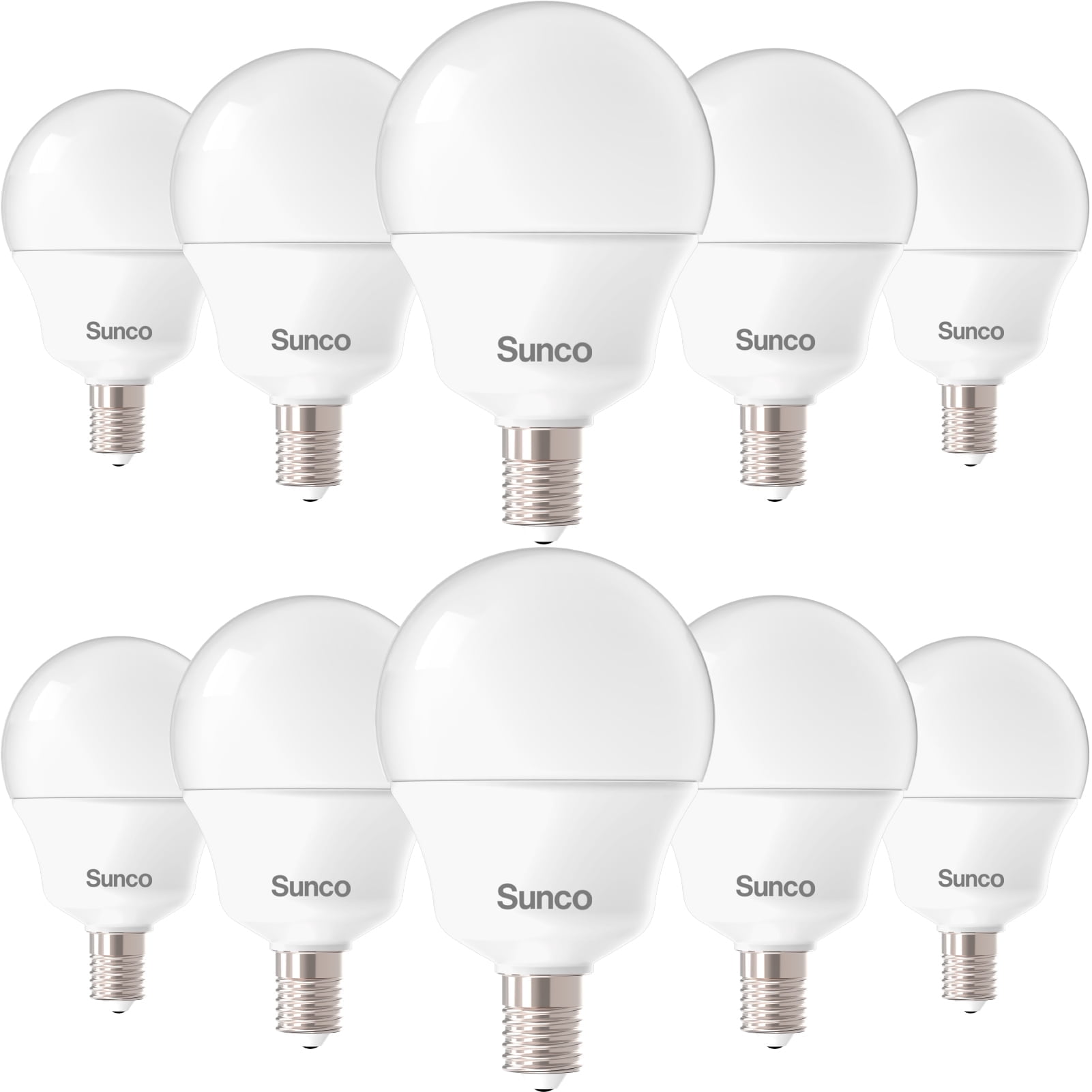 Sunco 10 Pack E12 LED Bulbs Candelabra CRI92 5000K Daylight, 5W Equivalent 40W, 450 Lumens, Small Edison Screw Base E12, Non-Dimmable, Frosted Decorative G14 Globe Vanity Light Bulbs UL