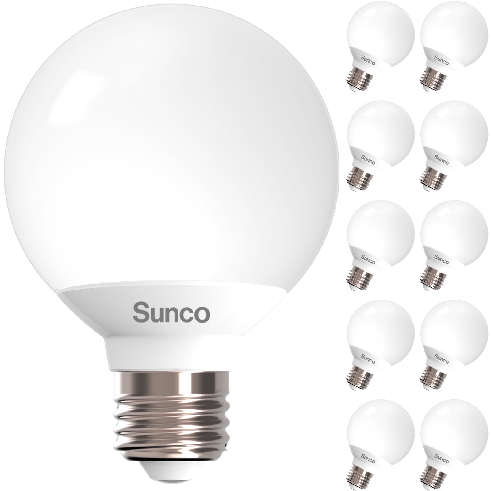 Sunco 10 Pack G25 LED Light Bulbs, Vanity Globe Bathroom Light Bulb, 450 LM, 2700K Soft White, 6W (40W Equivalent), Dimmable Mirror Vanity Decorative Bulb, E26 Base UL