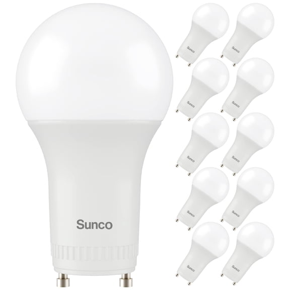 Sunco 10 Pack GU24 LED Light Bulbs, 2 Prong, 9W=60W, 6000K, Dimmable