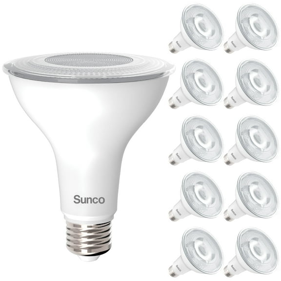 Sunco Lighting 10 Pack PAR30 LED Bulb, 11W=75W, Dimmable, 3000K Warm White, 850 LM, E26 Base, Indoor/Outdoor Spotlight, Waterproof - UL & Energy Star