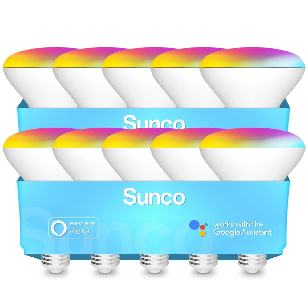 Sunco BR30 Alexa Smart Flood Light Bulb, Color Changing LED Recessed WiFi Bulb 8W, RGB CW, Dimmable, 650 LM, Compatible with Alexa & Google Assistant, E26 Base, No Hub Required, 10 Pack