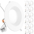 thumbnail image 1 of Sunco 12 Pack Retrofit LED Recessed Lighting 6 Inch, Downlight Can Lights for Ceiling, Baffle Trim, 965 LM, 13W (120W Equivalent), 5000K Daylight, Dimmable, Damp Rated UL, 1 of 8