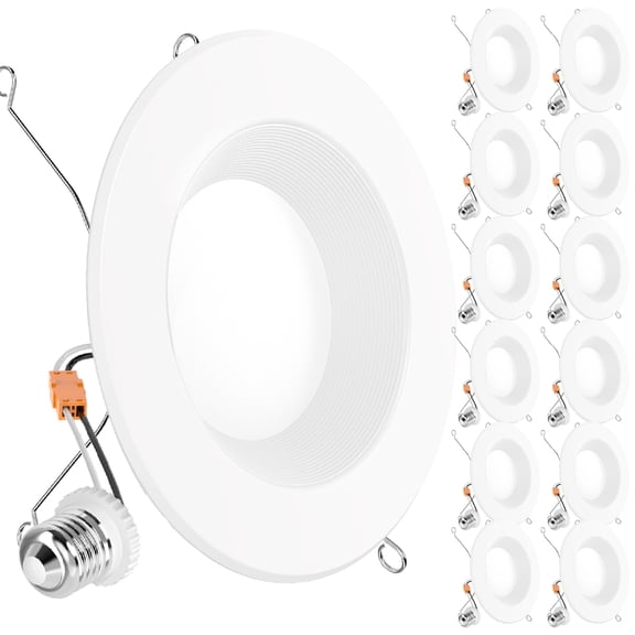 Sunco 12 Pack 6 Inch LED Recessed Light, Retrofit Downlight Can Lights for Ceiling, Baffle Trim, 1050 LM, 13W (75W Equivalent), 6000K Daylight Deluxe, Dimmable, Damp Rated UL