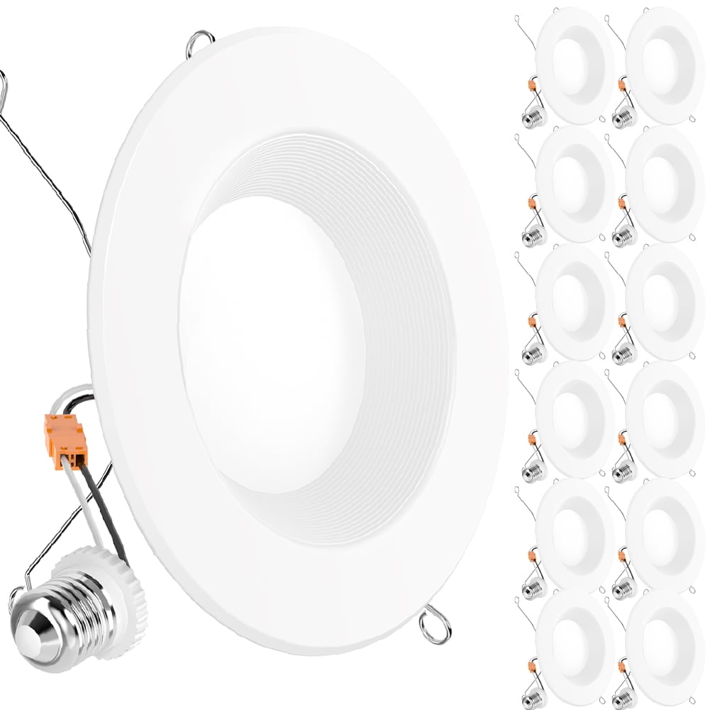 Sunco 12 Pack Retrofit LED Recessed Lighting 6 Inch, Downlight Can Lights for Ceiling, Baffle Trim, 965 LM, 13W (120W Equivalent), 3000K Warm White, Dimmable, Damp Rated UL
