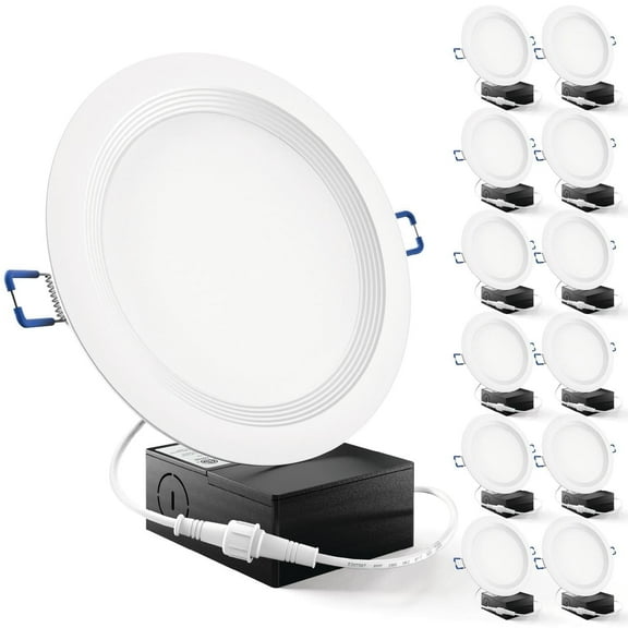 Sunco 12 Pack 6 Inch LED Recessed Light, Ceiling Canless Recessed Lights, Baffle Trim Ultra Thin, 850 LM, 14W, 6000K Daylight Deluxe, Dimmable, Wafer Thin With Junction Box.