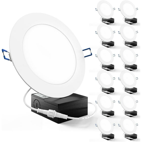Sunco 12 Pack Recessed Lighting 6 Inch LED, Canless Ceiling Lights Slim with Junction Box, 850 LM, 14W (100W Equivalent), 2700K Soft White, Dimmable, Wafer Thin, 50000 Lifetime Hours ETL
