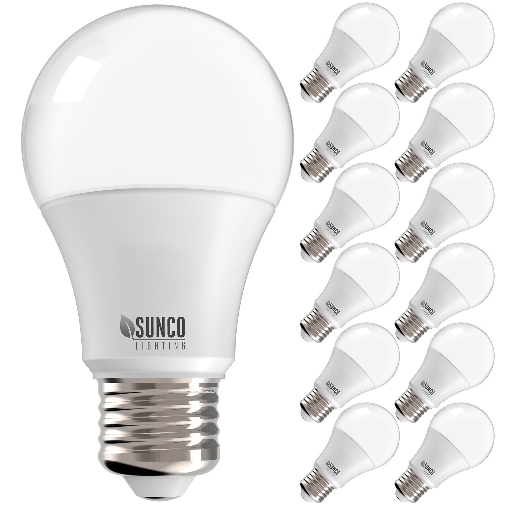Sunco Lighting 12 Pack A19 LED Bulb, 9W=60W, 5000K Daylight, 850 LM, Non-Dimmable, E26 Base, Indoor Light - UL