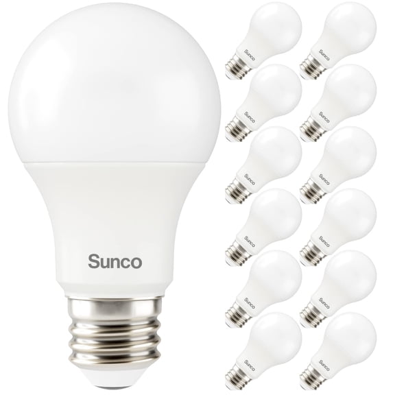 Sunco 12 Pack A19 LED Light Bulbs, 9W=60W, E26, 5000K, Non-Dimmable, 850LM