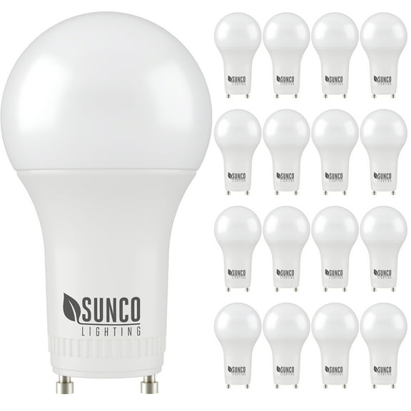 Sunco Lighting 16 Pack A19 LED Bulb, 9W=60W CFL Replacement, 5000K Daylight, 800 LM, Dimmable, Twist and Lock GU24 Pin Base, Indoor Light - UL