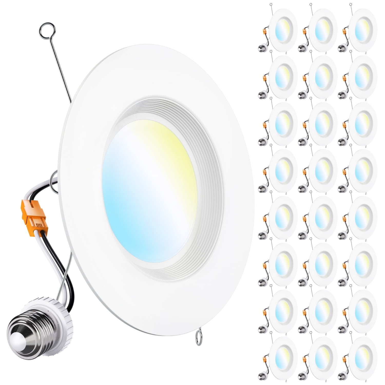Sunco 24 Pack Retrofit LED Recessed Lighting 6 Inch, Downlight Can Lights for Ceiling, 1050 LM, 2700K/3000K/3500K/4000K/5000K, Dimmable, Baffle Trim, 13W=75W, 50000 Lifetime Hours, Damp Rated UL