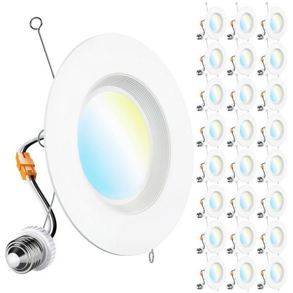 Sunco 24 Pack Retrofit LED Recessed Lighting 6 Inch, Downlight Can Lights for Ceiling, 1050 LM, 2700K/3000K/3500K/4000K/5000K, Dimmable, Baffle Trim, 13W=75W, 50000 Lifetime Hours, Damp Rated UL