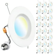 Sunco 24 Pack Retrofit LED إضاءة متقطعة 6 بوصة ، أضواء كاشفة للسقف ، 1050 LM ، 2700K / 3000K / 3500K / 4000K / 5000K ، Dimmable ، Baffle Trim ، 13W = 75W ، 50000000