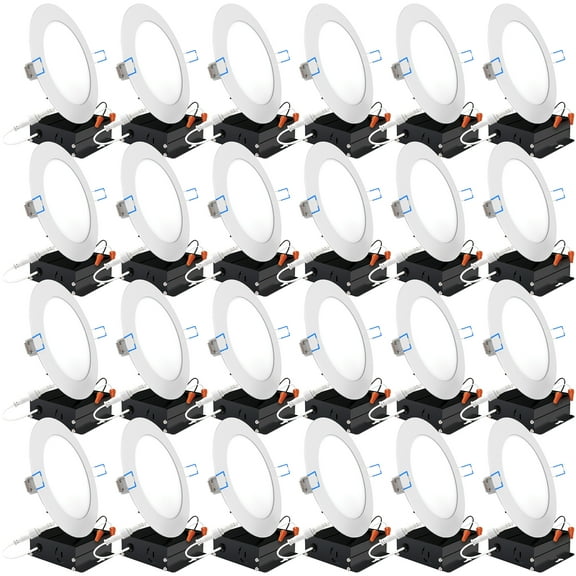 Sunco Lighting 24 Pack 6 Inch Slim LED Downlight with Junction Box, 14W=100W, 850 LM, Dimmable, 3000K Warm White, Recessed Jbox Fixture, IC Rated, Simple Retrofit Installation - ETL & Energy Star