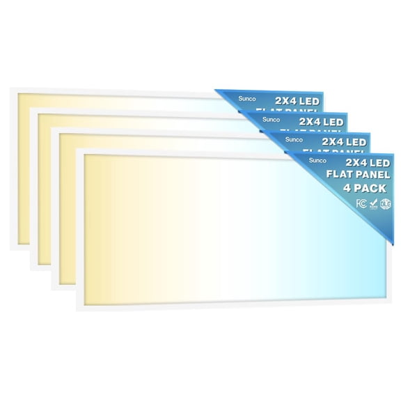 Sunco 4 Pack 2x4 LED Flat Panel Lights 3CCT Selectable, 30-50W, Dimmable