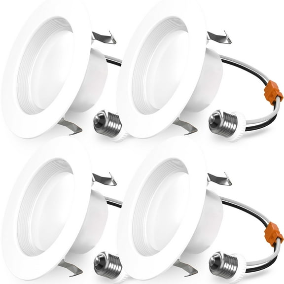 Sunco 4 Inch LED Recessed Lights, Retrofit Can Light for Ceiling, Baffle Trim, 660 LM, 11W (60W Equivalent), 5000K Daylight, Dimmable, Damp Rated ETL 4 Pack