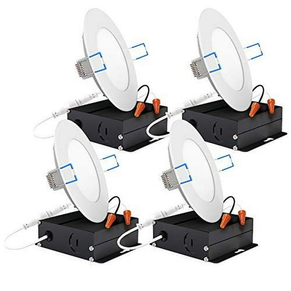 Sunco Lighting 4 Pack 4 Inch Slim LED Downlight with Junction Box, 10W=60W, 650 LM, Dimmable, 6000K Daylight Deluxe, Recessed Jbox Fixture, Simple Retrofit Installation - ETL