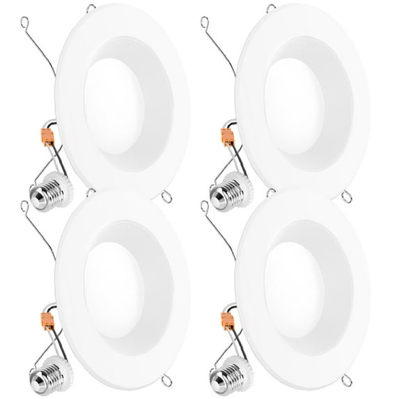 Sunco Retrofit LED Recessed Lighting 6 Inch, Downlight Can Lights for Ceiling, Baffle Trim, 965 LM, 13W (120W Equivalent), 2700K Soft White, Dimmable, Damp Rated UL 4 Pack