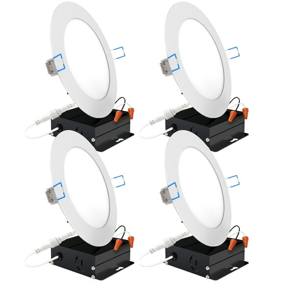 Sunco Lighting 4 Pack 6 Inch Slim LED Downlight with Junction Box, 14W=100W, 850 LM, Dimmable, 3000K Warm White, Recessed Jbox Fixture, IC Rated, Simple Retrofit Installation - ETL & Energy Star