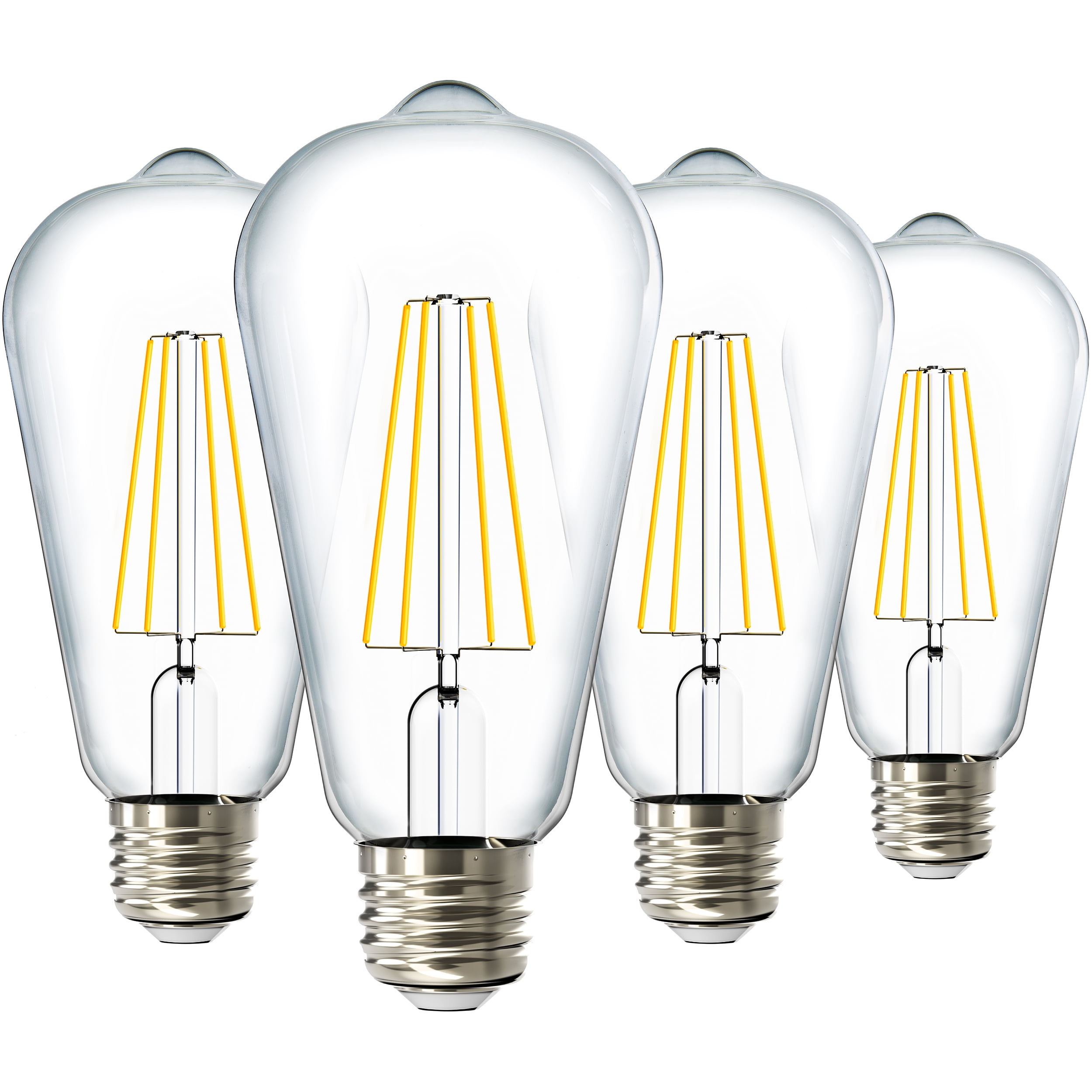 Sunco 4 Pack Dusk to Dawn Light Bulbs LED Edison 3000K Warm White, CRI90 7W Equivalent 60W, Vintage Style ST64 Extra Bright Automatic Bulb, 800 Lumens, E26 Base, Light Sensing Outdoor UL