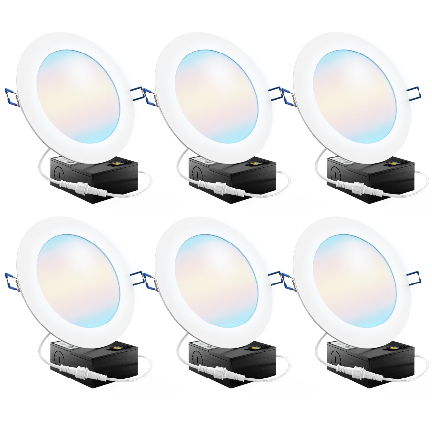 Sunco 6 Pack 3 Inch Recessed LED Lights, Ultra Thin Ceiling Lighting, 500 LM, 8W (50W Equivalent), Selectable 2700K/3000K/4000K/5000K/6000K, Dimmable, Wafer Thin, Canless with Junction Box