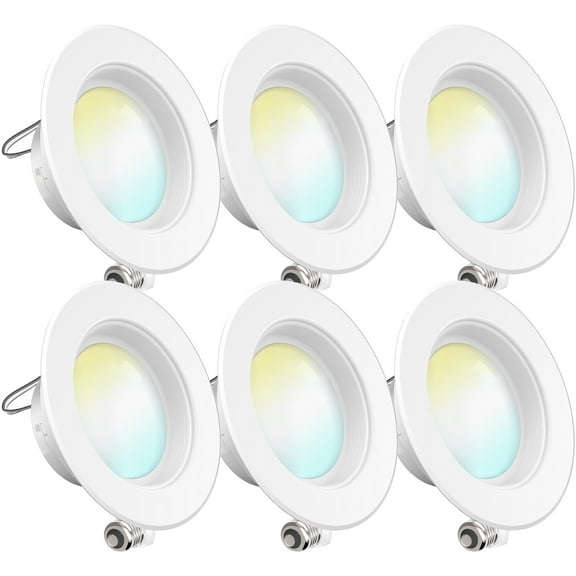 Sunco Lighting 6 Pack 4 Inch LED Recessed Downlight, Selectable, 5 Colors (2700K/3000K/3500K/4000K/5000K), 11W=60W, 660LM, Dimmable, Baffle Trim, Damp Rated, Simple Retrofit Installation UL