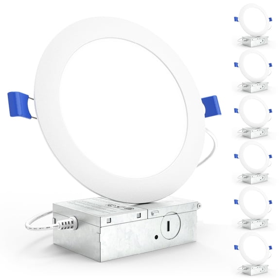 Sunco 6 Pack Recessed Lighting 6 Inch LED, Canless Ceiling Lights Slim with Junction Box, 850 LM, 14W (100W Equivalent), 3000K Warm White, Dimmable, Wafer Thin, 50000 Lifetime Hours ETL