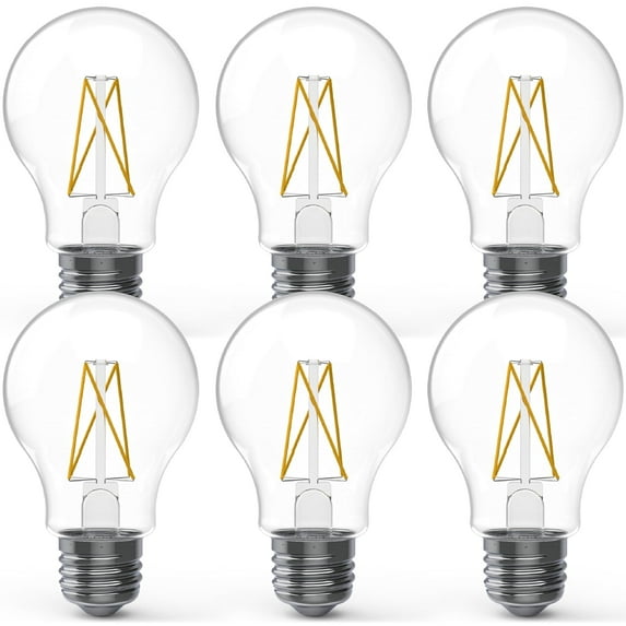 Sunco 6 Pack 9W=60W A19 Dusk to Dawn Outdoor LED Light Bulbs, CRI90 3000K Warm White, 850 Lumens, E26 Medium Base, Photocell Sensor Ambient Decorative Edison Vintage Bulbs, Brigh