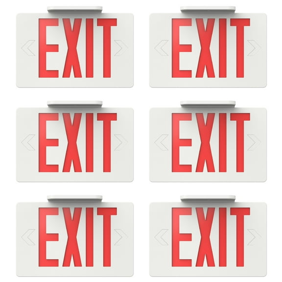 Sunco 6 Pack LED Exit Sign with Emergency Light, Commercial Grade Double Sided Fire Exit Lights, Backup Battery, Illuminated Emergency Exit, 120-277V, Dual Mounting, UL 94V-0 Fire Resistant.