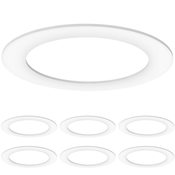 Sunco 6 Pack Goof Rings for 6 Inch Recessed Lights, White Goof Trim Ring, Outer Diameter 8.6-inch, Inner Diameter 6.2-inch, Durable Plastic Design, Matte Finish, Flush Mount