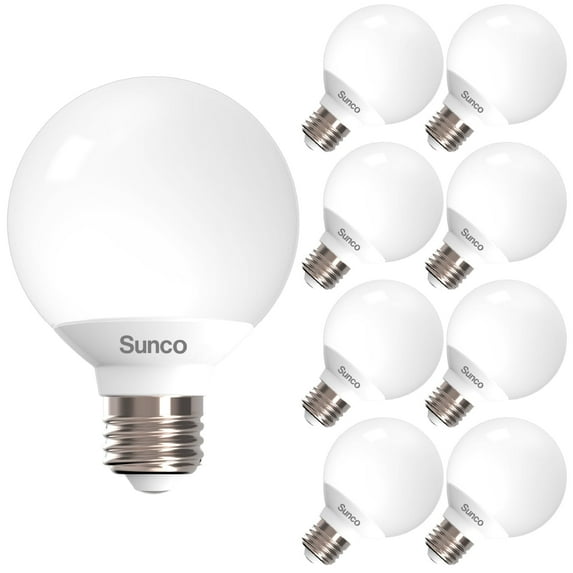 Sunco 8 Pack G25 LED Light Bulbs, Vanity Globe Bathroom Light Bulb, 450 LM, 5000K Daylight, 6W (40W Equivalent), Dimmable Mirror Vanity Decorative Bulb, E26 Base UL