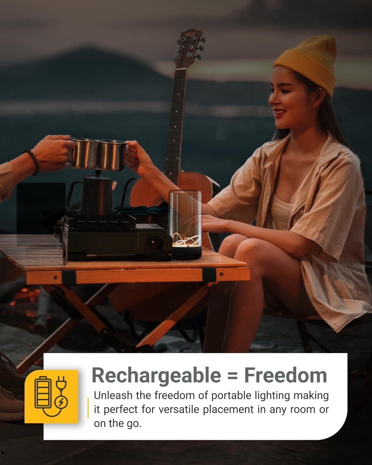 Sunco Magnetic Filament Light Rechargeable Table Lamps Minimalist Flexible LED Camping Lamp Dimmable Cordless 1W 55 LM 2700K Soft White 3-Step Dimming 10%-100% USB-C Rechargeable