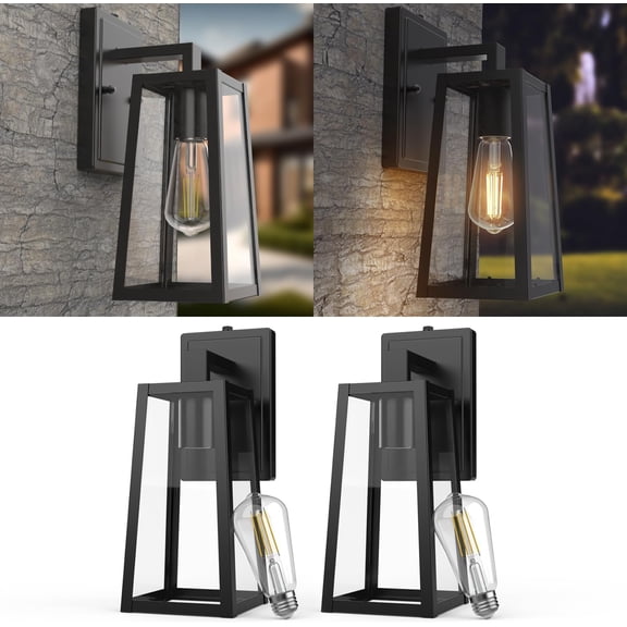 Sunco Outdoor Wall Sconce Avalon Cage Outdoor Classic Ambient Dusk to Dawn Lighting Fixture 1000 Lumens ST58 Filament Bulb Included 3000K Warm White Non-Dimmable E26 Base 8.5W=75W UL/ETL 2 Pack