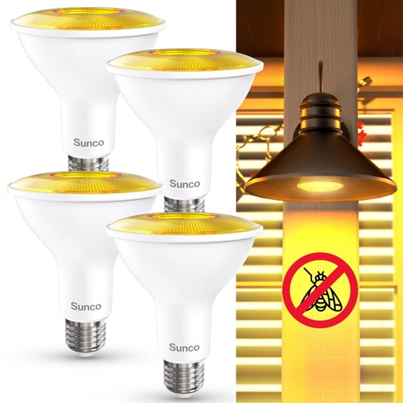 Sunco PAR30 LED Bug Light Bulb, 2000K Amber Glow, 11W=75W, E26, Wet Rated