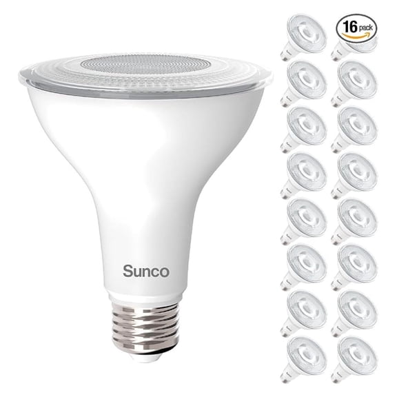 Sunco PAR30 LED Bulb, Exterior Flood Lighting, Long Neck Recessed Light Bulbs, 1200 LM, 11W (75W Equivalent), 3000K Warm White, Dimmable, E26 Base, High Brightness, Indoor/Outdoor UL 16 Pack.