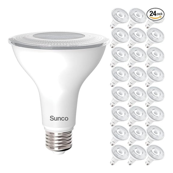 Sunco PAR30 LED Bulb, Exterior Flood Lighting, Long Neck Recessed Light Bulbs, 1200 LM, 11W (75W Equivalent), 3000K Warm White, Dimmable, E26 Base, High Brightness, Indoor/Outdoor UL 24 Pack.