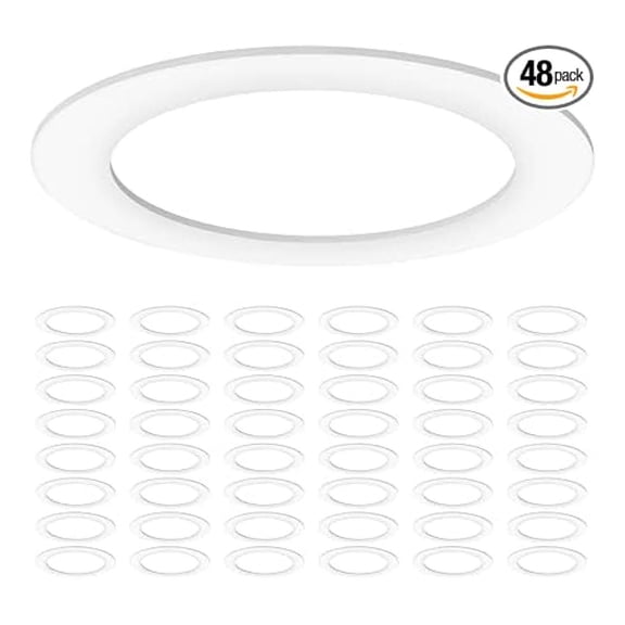 Sunco Pack Goof Rings for 6 Inch Recessed Lights, Flush Mount White Can Light Trim Ring Cover, Outer Diameter 8.6 Inch, Inner Diameter 6.2 Inch, Paintable Surface, Matte Finish.