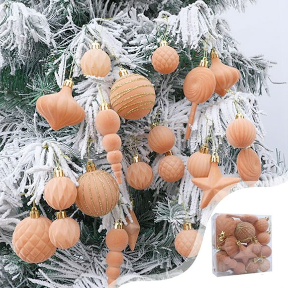 Suncoda 24Pcs Christmas Balls Ornaments, Flocked Christmas Shatterproof Ball with Strings - Xmas Tree Ornaments for Holiday, Wedding, Party, Christmas Decorations Outdoor/Indoor (Free Pendant)