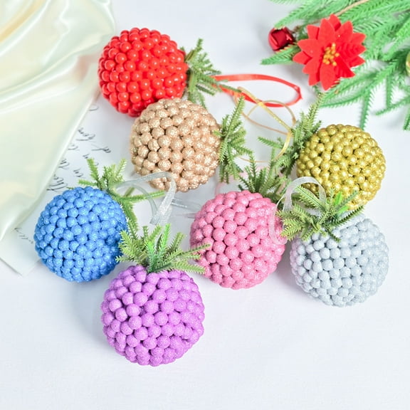 Suncoda 3Pcs Christmas Balls Ornaments Set, Extra Large Christmas Shatterproof Ball with Strings - Strawberry Shape Christmas Decorations for Xmas Tree, Holiday, Wedding, Party