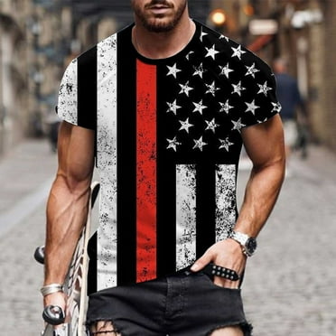 Suncoda 4th Of July Shirts Men Short Sleeve Crew Neck Patriotic Shirts For Men Graphic Tees Mens Shirts Father's Day Gifts
