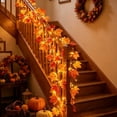 thumbnail image 1 of Suncoda 6.6 ft Garland with Lights, Maple Rattan Vines Fall Decor, Garland for Mantle Fireplace Tabletop Stair Thanksgiving Halloween Decorations, 1 of 6