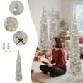thumbnail image 1 of Suncoda 60 Inches Prelit Christmas Tree, Collapsible Tinsel Pencil Artificial Christmas Tree with LED Lights - Christmas Decorations for Xmas Tree, Holiday, Wedding, Party(Free Pendant), 1 of 6