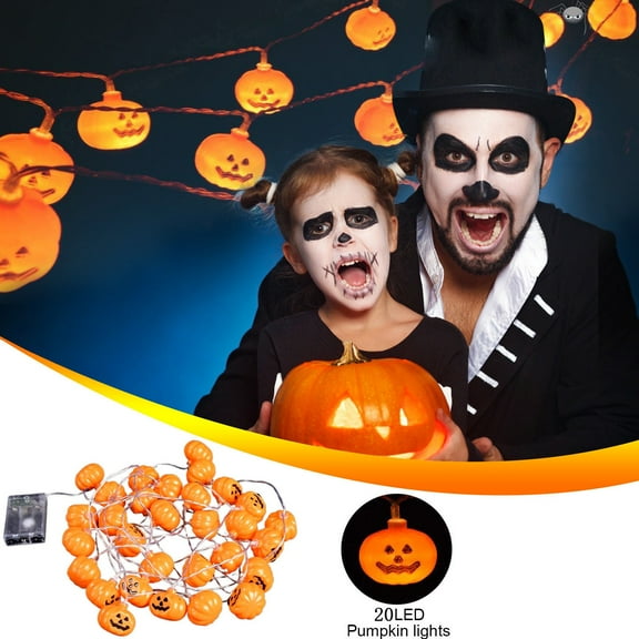 Suncoda 9.84Ft Halloween Pumpkin Lights String, Halloween 20 LED Candle Light Halloween Decoration Pum-Pkin Lantern Pumpkin Decorations