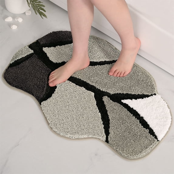 Suncoda Bathroom Rugs, Flocking Entry Floor Mat Living Room Carpet Bedroom Bed Children's Study Bathroom Entry Non-slip Absorbent Foot Mat