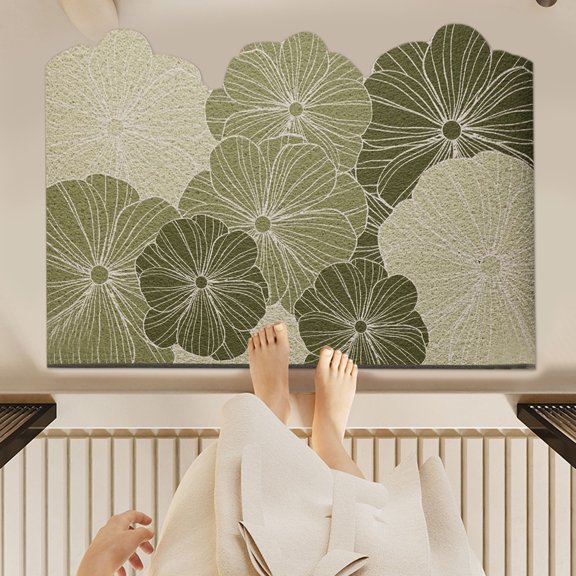 Suncoda Bathroom Rugs, Premium Silk Circle Mat For Home Entryway Non-Slip Wear-abrasion Customizable Trim Dirt Mud Scraper Doormat