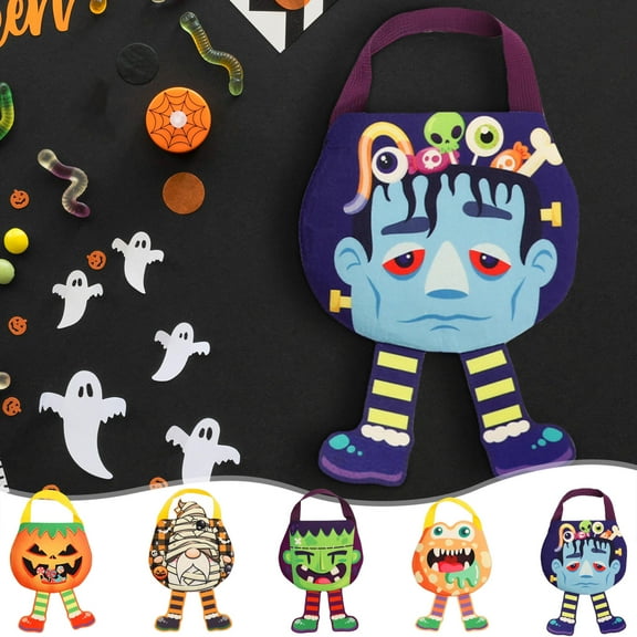 Suncoda Candy Bags, Falloween Candy Bags Halloween Handbag Non-woven Bag Ghost Children's Gift Halloween Treat Bags Halloween Props Supplies, Halloween Gifts