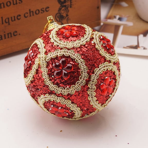 Suncoda Christmas Balls, Christmas Sticking Drill Glitter Baubles Ball Christmas Tree Ornament Pendant Christmas Decorations 8cm